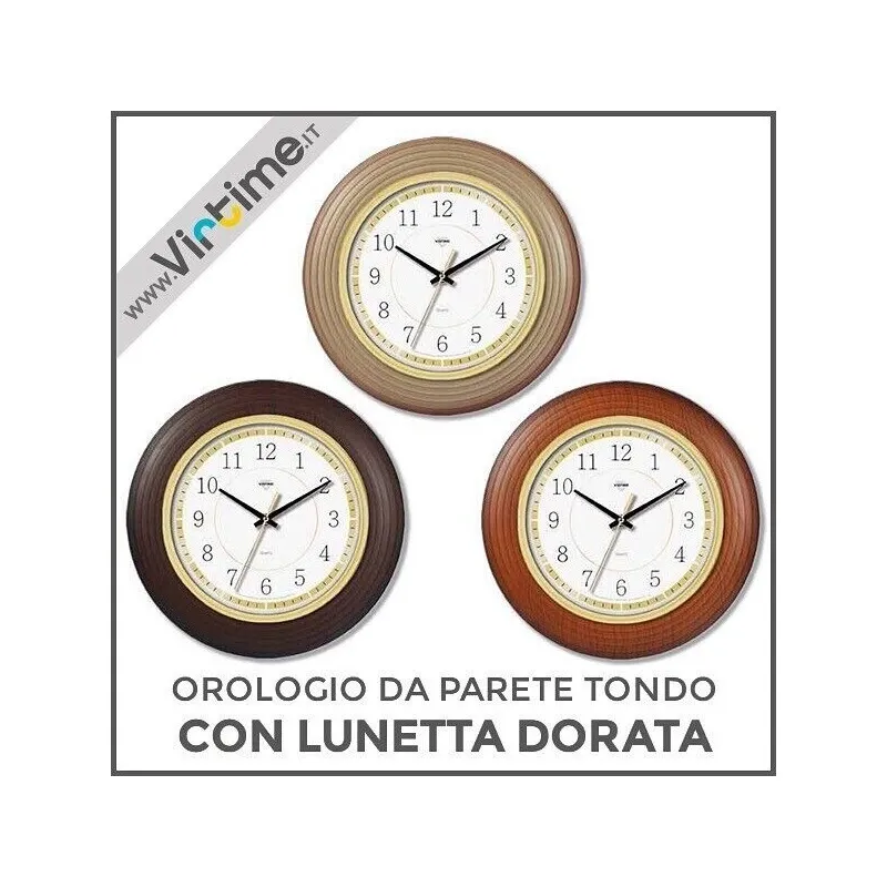 OROLOGIO DA PARETE ABS TONDO DIAMETRO 30 EFFETTO LEGNO VIRTIME