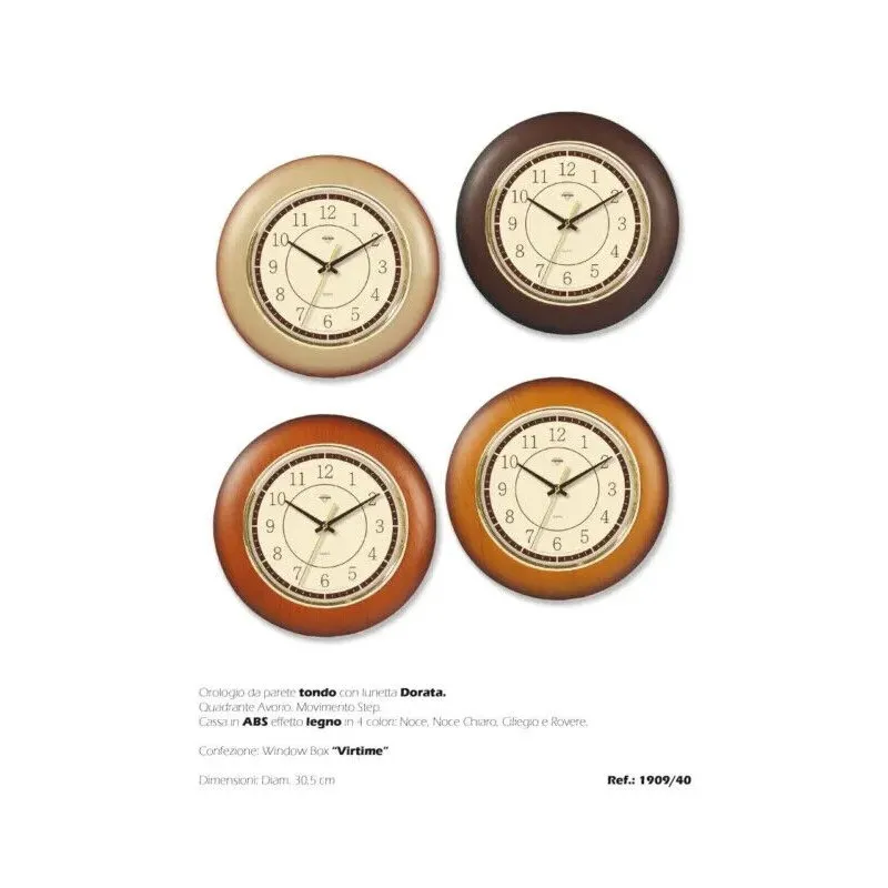 OROLOGIO DA PARETE ABS TONDO DIAMETRO 30 EFFETTO LEGNO VIRTIME