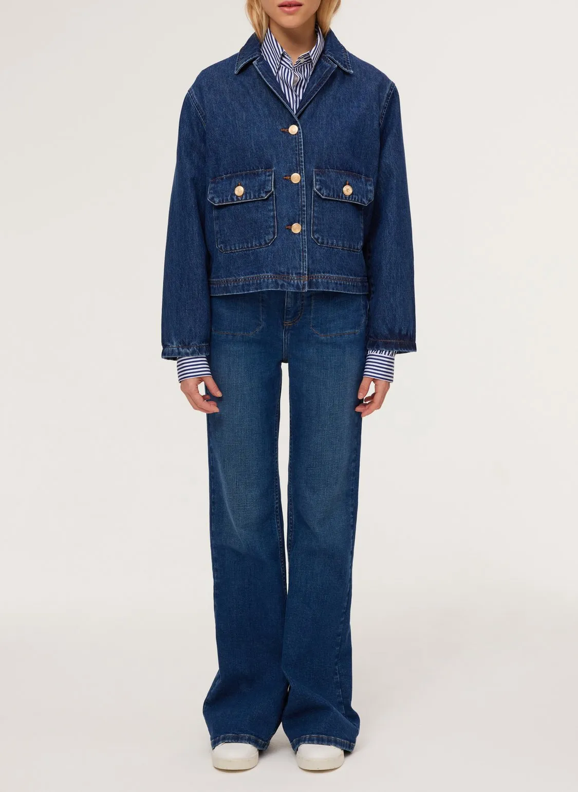  PABLO   BRIELLE - Giacca dritta in jeans di cotone | Blu