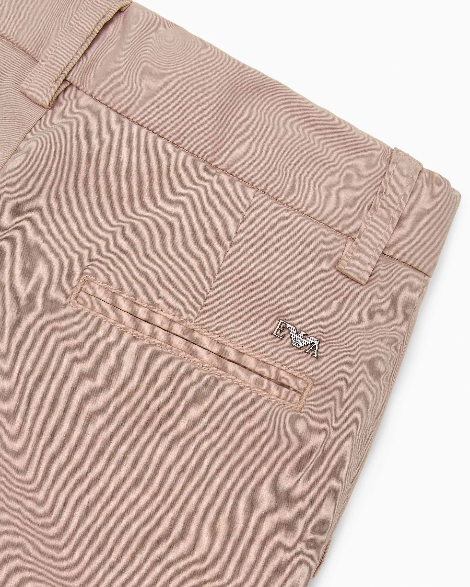 Pantalone chino color sabbia in raso di cotone stretch 10-16 anni