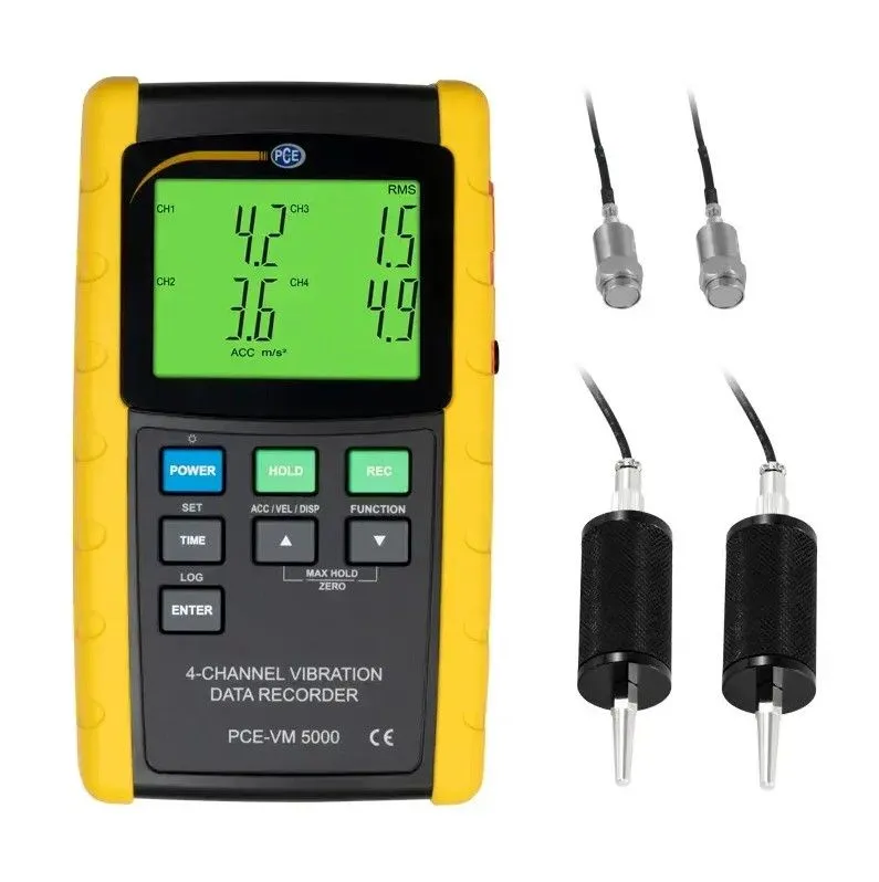 PCE Instruments PCE-VM-5000-KIT Vibrometro a 4 canali con data logger, misura velocità, accelerazione ed estensione delle vibraz
