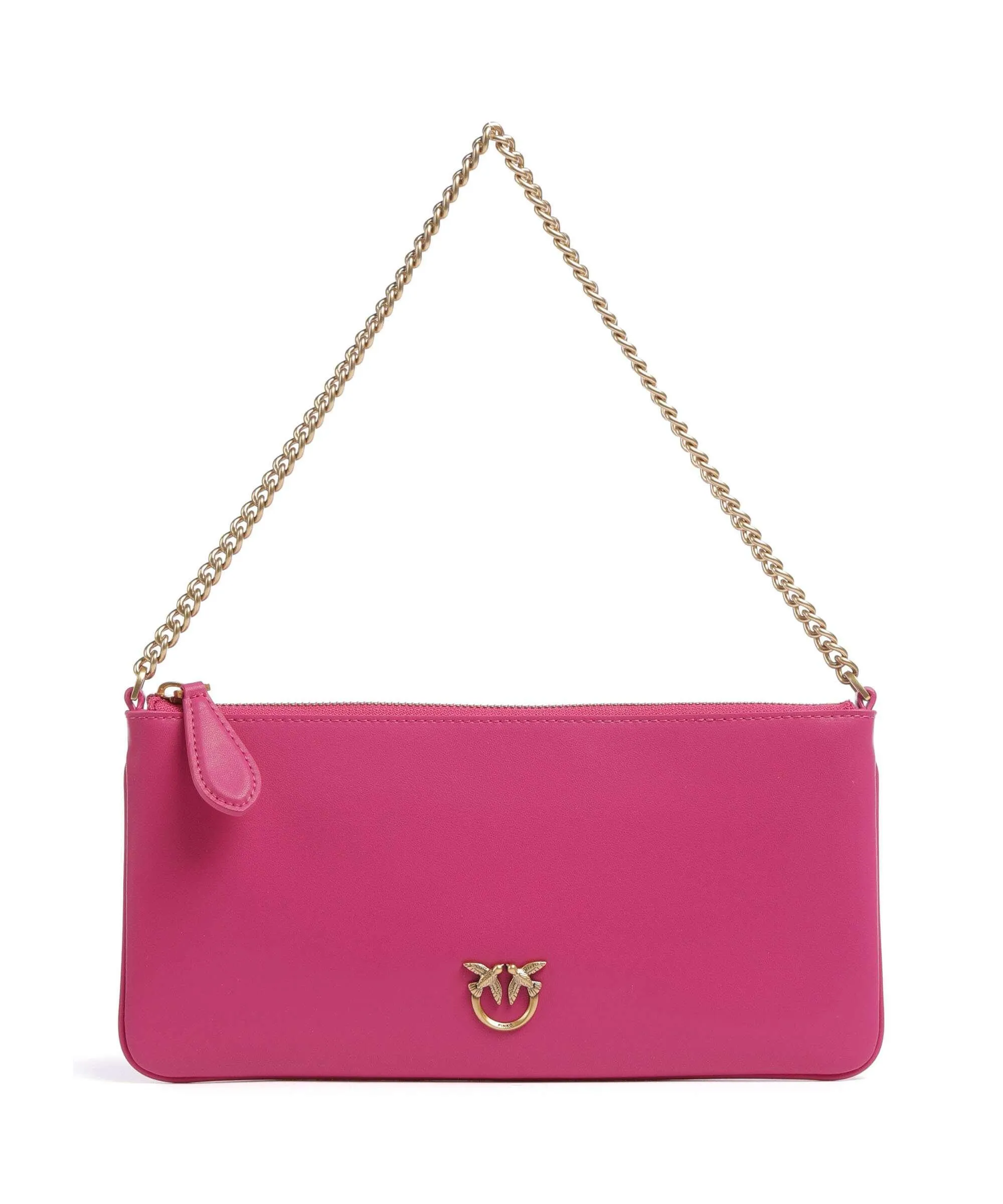  Pinko Horizontal Borsa a spalla pelle di vacchetta finemente grana pink  