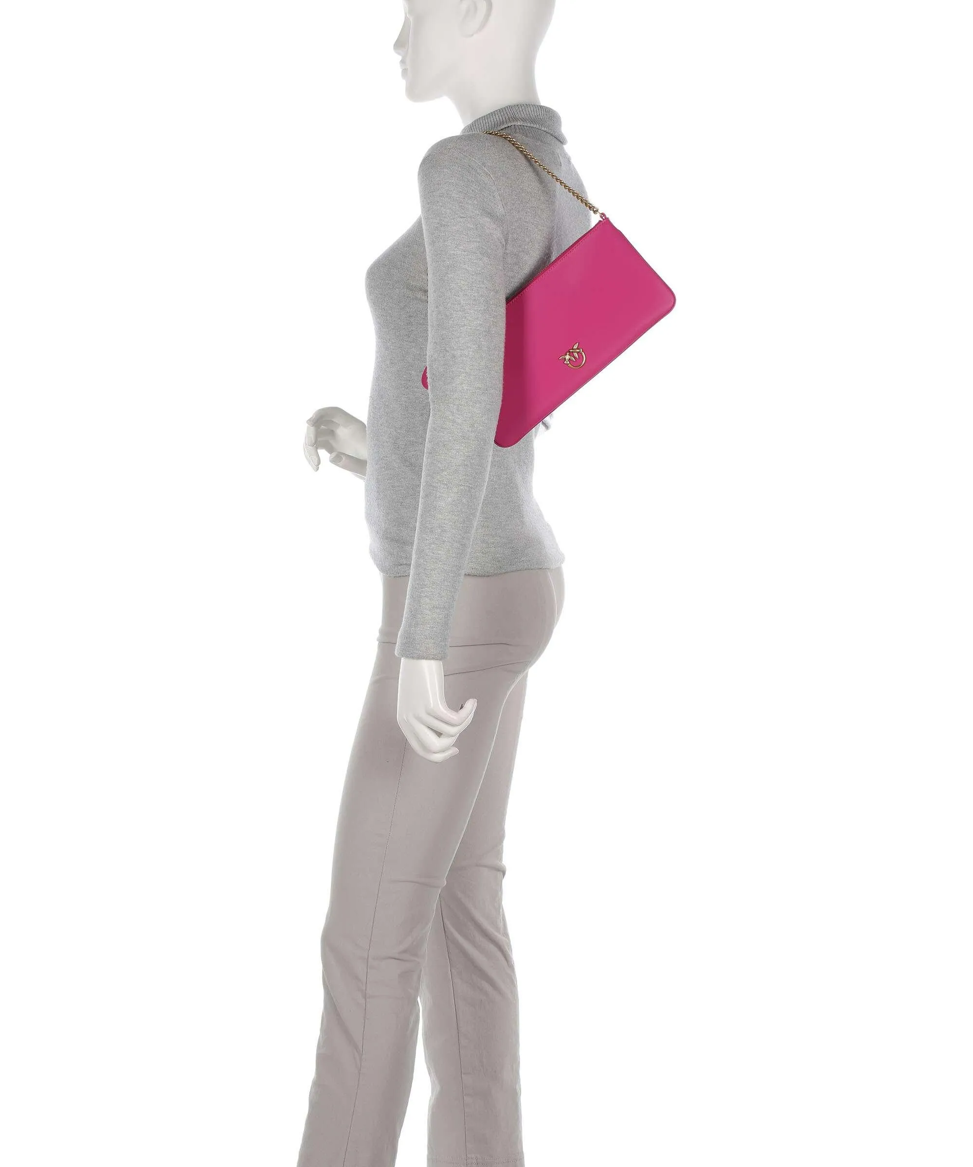  Pinko Horizontal Borsa a spalla pelle di vacchetta finemente grana pink  