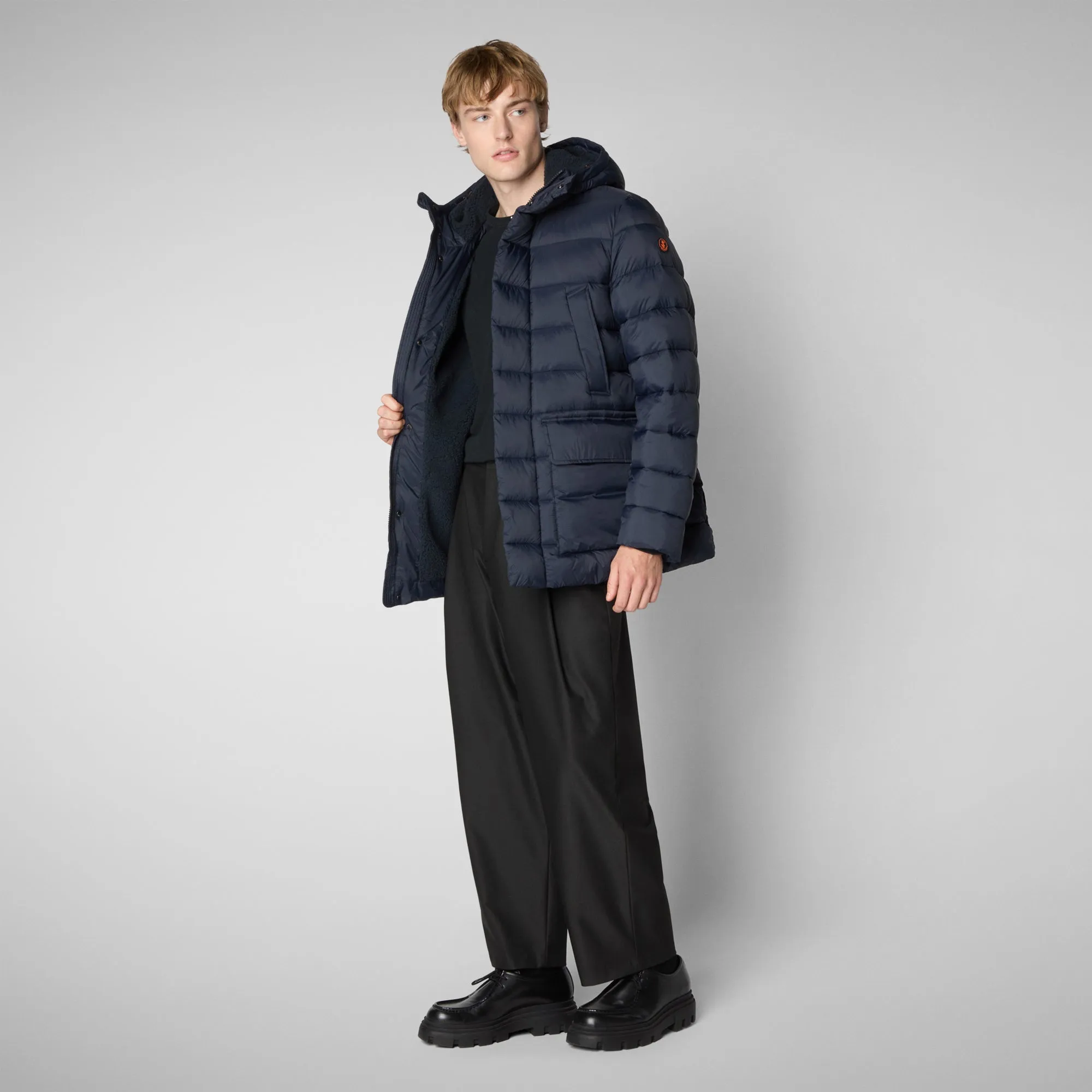 PIUMINO ANIMAL FREE CON CAPPUCCIO UOMO LYLE BLU NERO