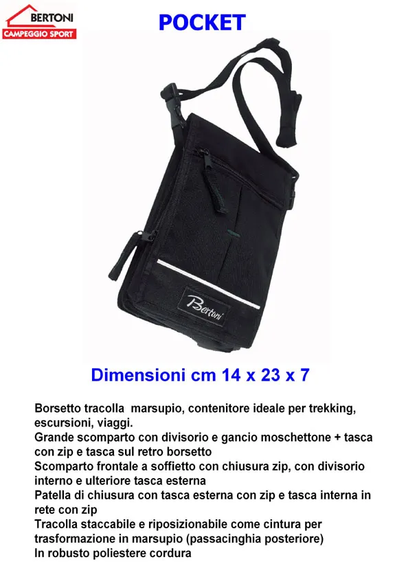 POCKET MARSUPIO TRACOLLA PORTADOCUMENTI da viaggio trekking Bertoni