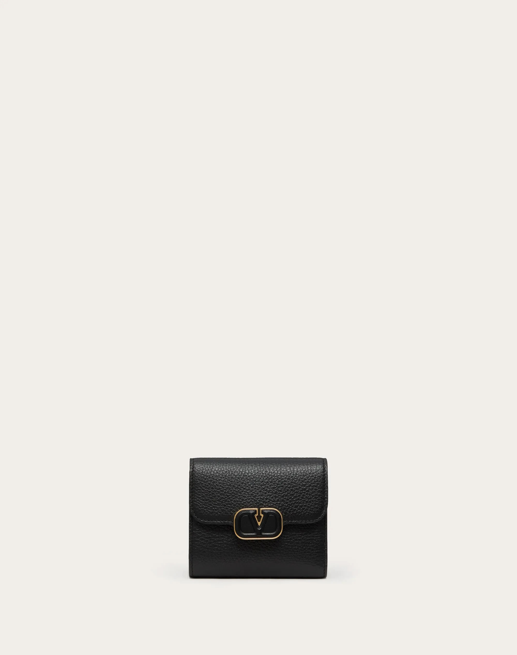 PORTAFOGLIO COMPATTO LEATHER VLOGO IN VITELLO GRANATO