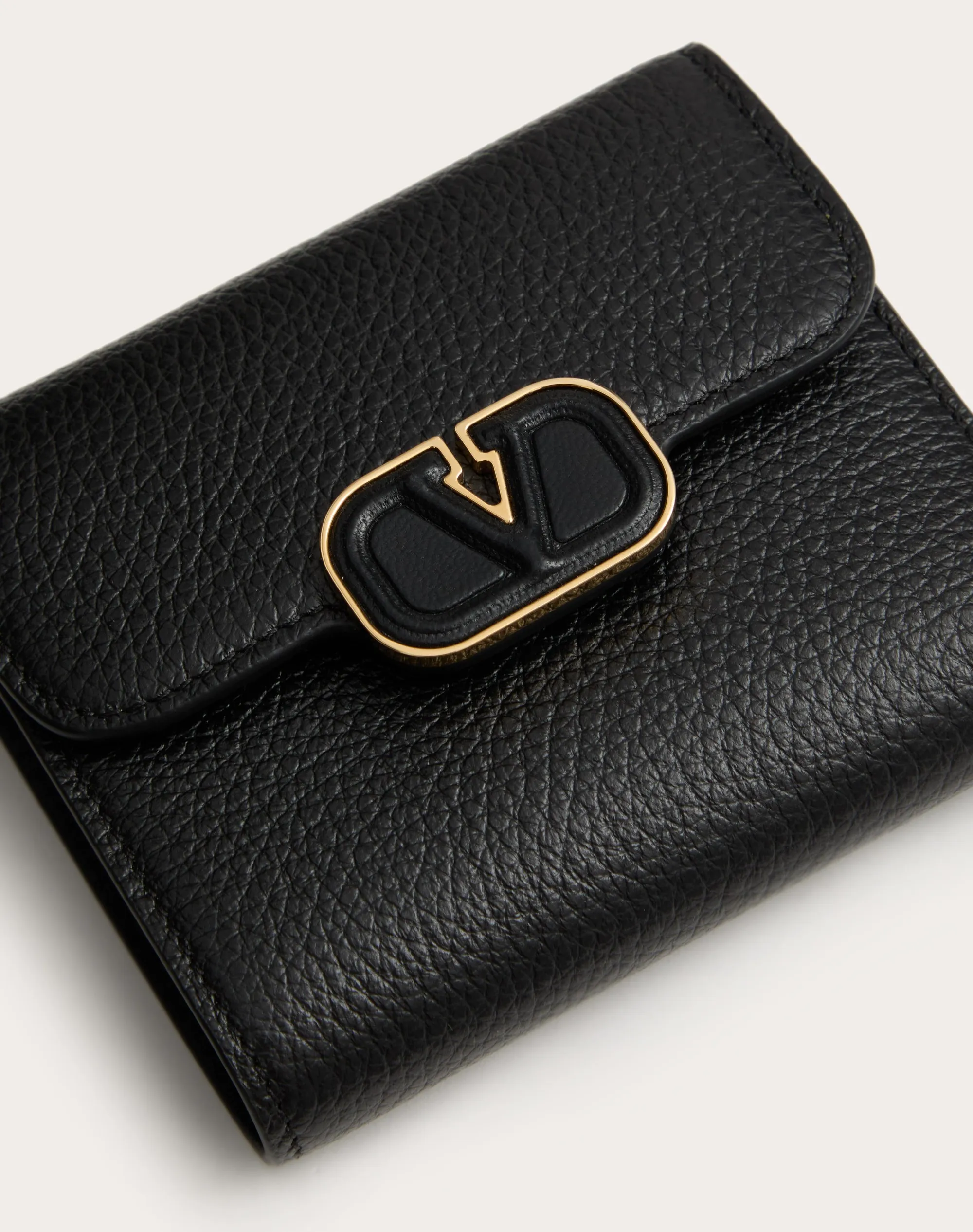 PORTAFOGLIO COMPATTO LEATHER VLOGO IN VITELLO GRANATO