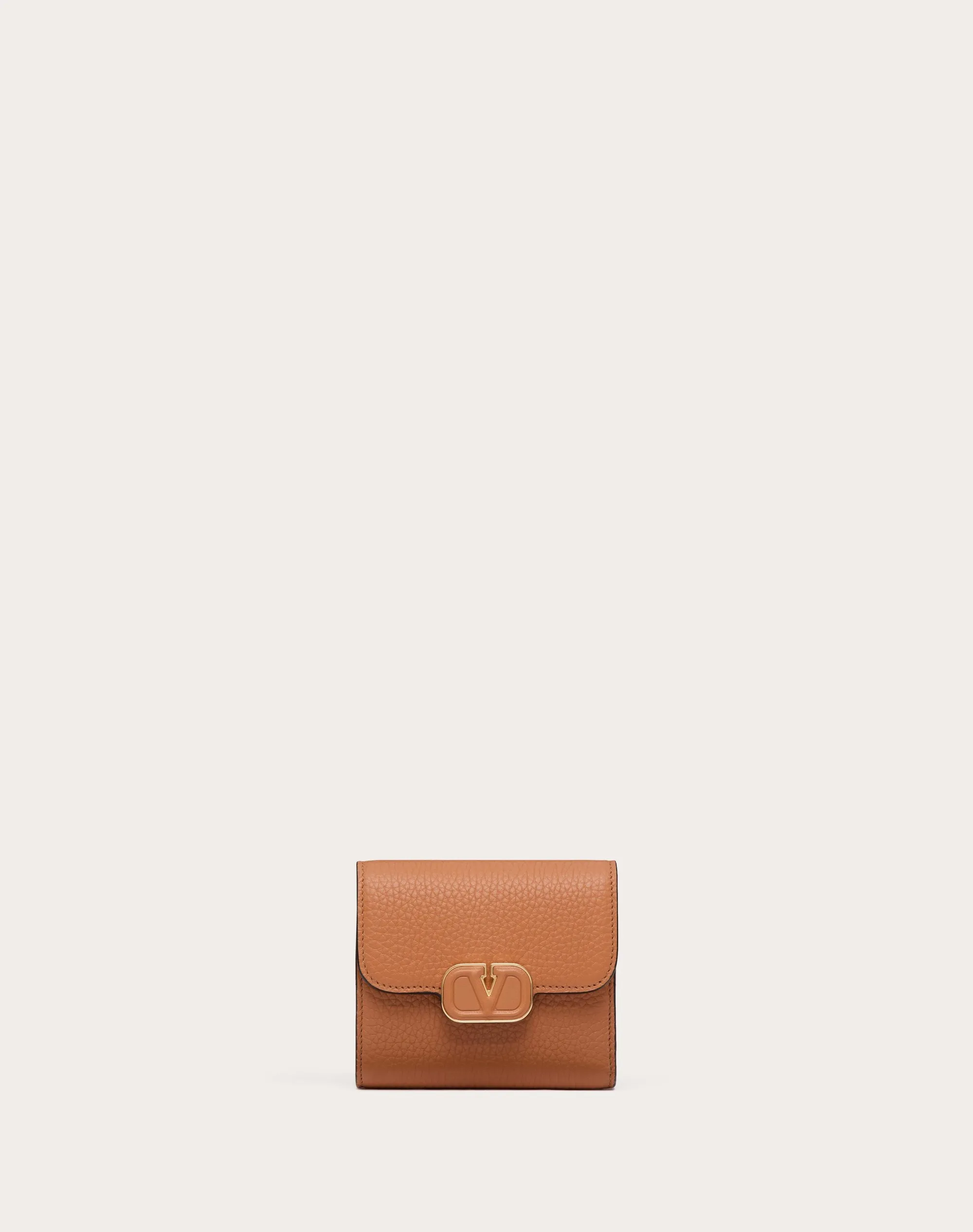 PORTAFOGLIO COMPATTO LEATHER VLOGO IN VITELLO GRANATO