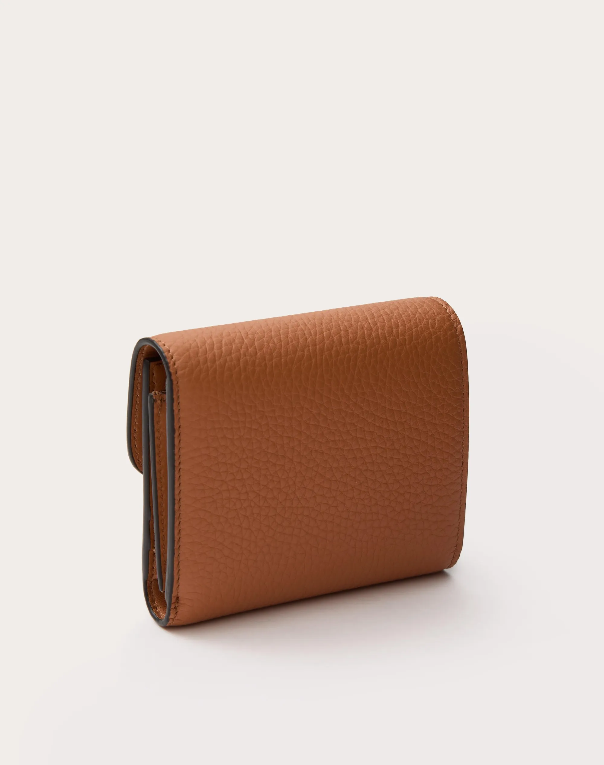 PORTAFOGLIO COMPATTO LEATHER VLOGO IN VITELLO GRANATO