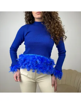 PULLOVER CON PIUME BLU