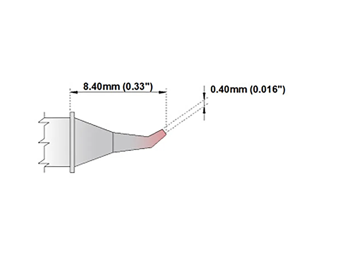 Punta saldatore Thermaltronics, serie M, 0,4 mm, forma: Affilato piegato, angolo 30°