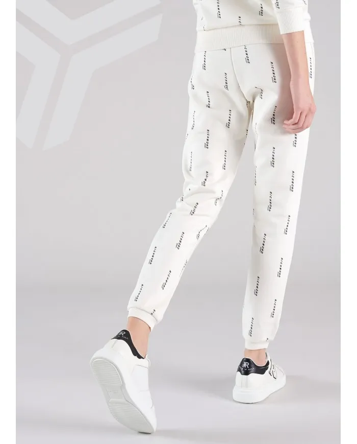 RICHMOND Pantaloni Tuta Donna UWA22004PA A-EE Cotone logo All over 01 BIANCO