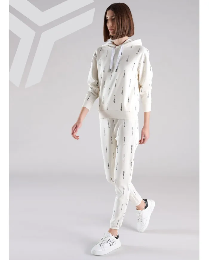 RICHMOND Pantaloni Tuta Donna UWA22004PA A-EE Cotone logo All over 01 BIANCO