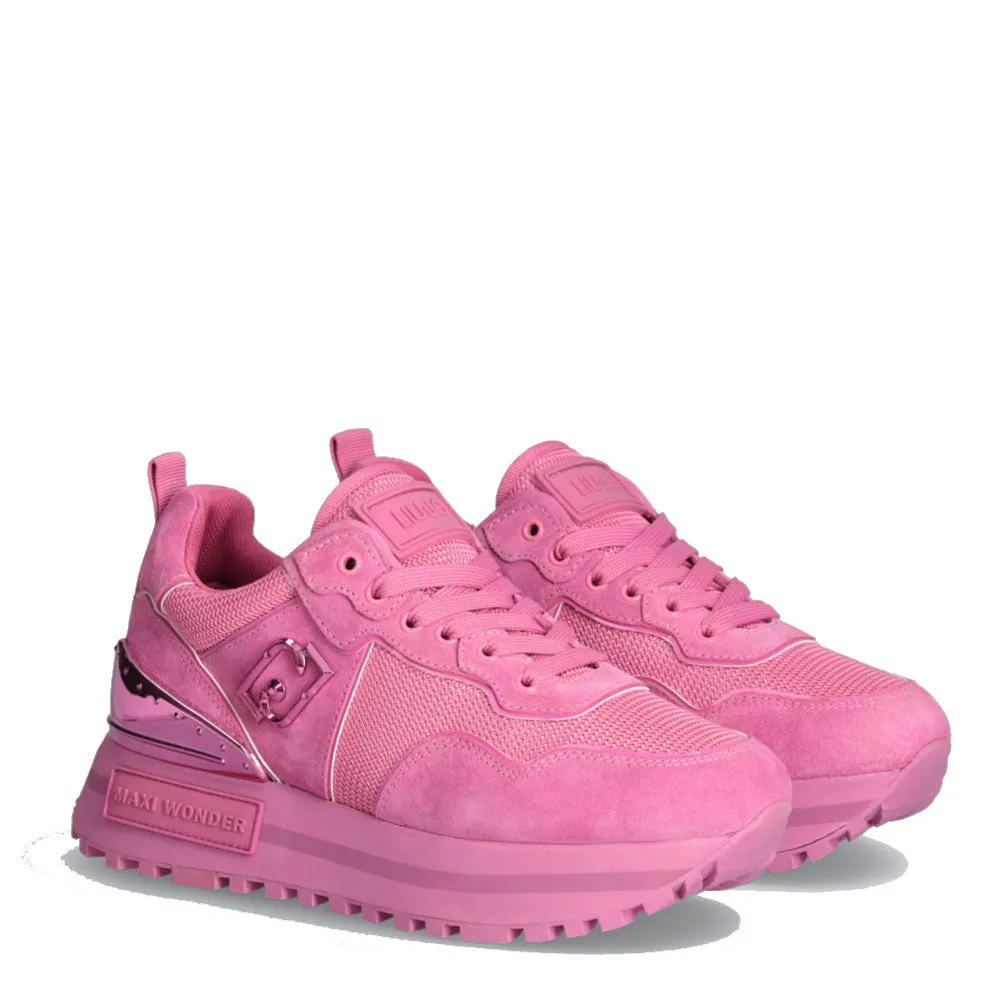 Scarpe Donna LIU JO Maxi Wonder 52 Sneakers Platform in Suede e Mesh Fuxia
