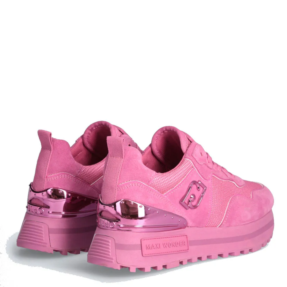 Scarpe Donna LIU JO Maxi Wonder 52 Sneakers Platform in Suede e Mesh Fuxia