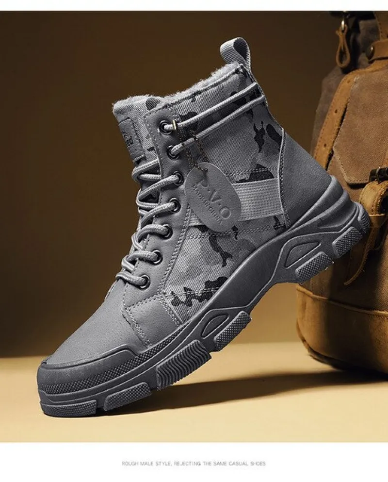 Scarpe firmate per uomo Stivaletti mimetici Stivali con plateau Scarpe tattiche di sicurezza nere Marchio di lusso di alta quali