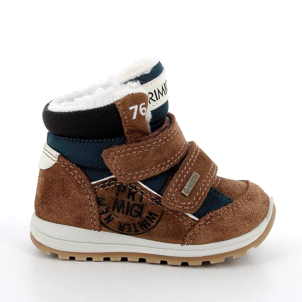 Scarponcini gore-tex da bambino cuoio-blu petrolio            