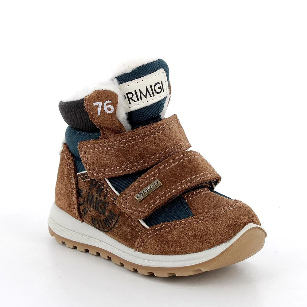 Scarponcini gore-tex da bambino cuoio-blu petrolio            