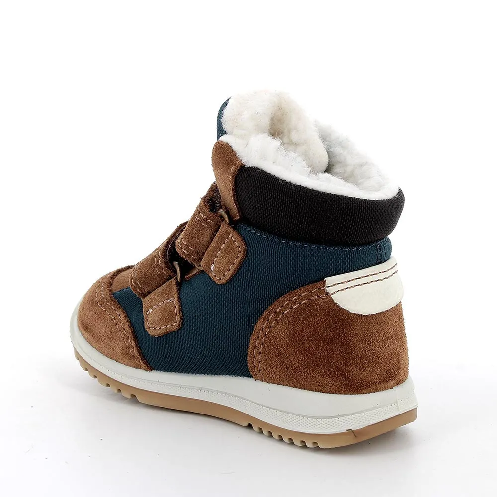 Scarponcini gore-tex da bambino cuoio-blu petrolio            