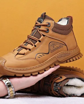Stivaletti da uomo indistruttibili Stivale militare Inverno Tenere al caldo Stivali da neve Scarpa da trekking in vera pelle di