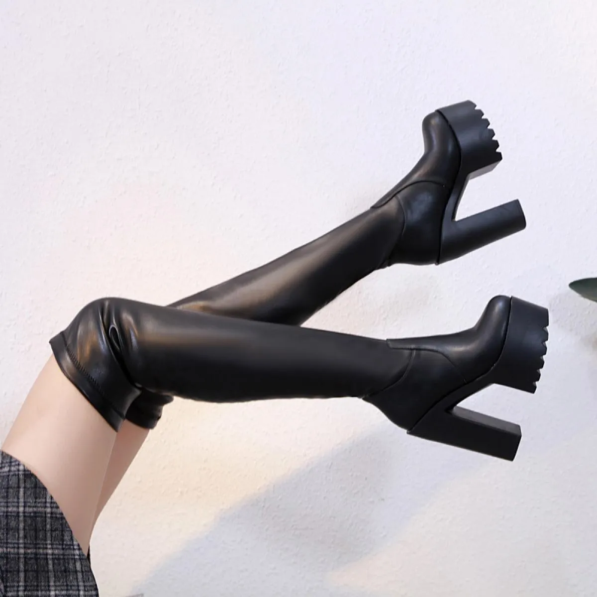 Stivali alti con tacco Stivali lunghi Stivali da donna Stivali da donna con tacco alto 15 cm lunghi