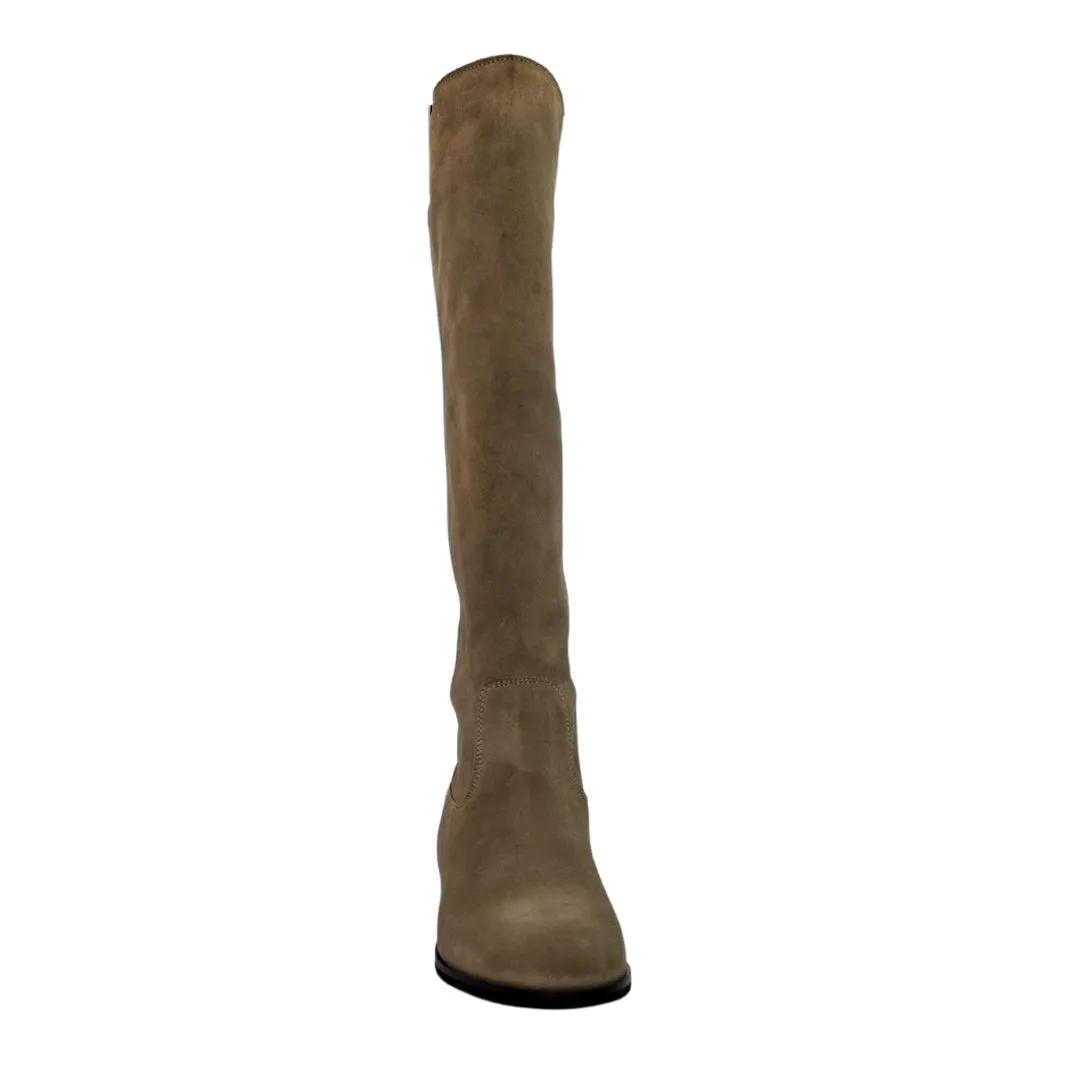 Stivali sotto al ginocchio camoscio beige V dorata F/W