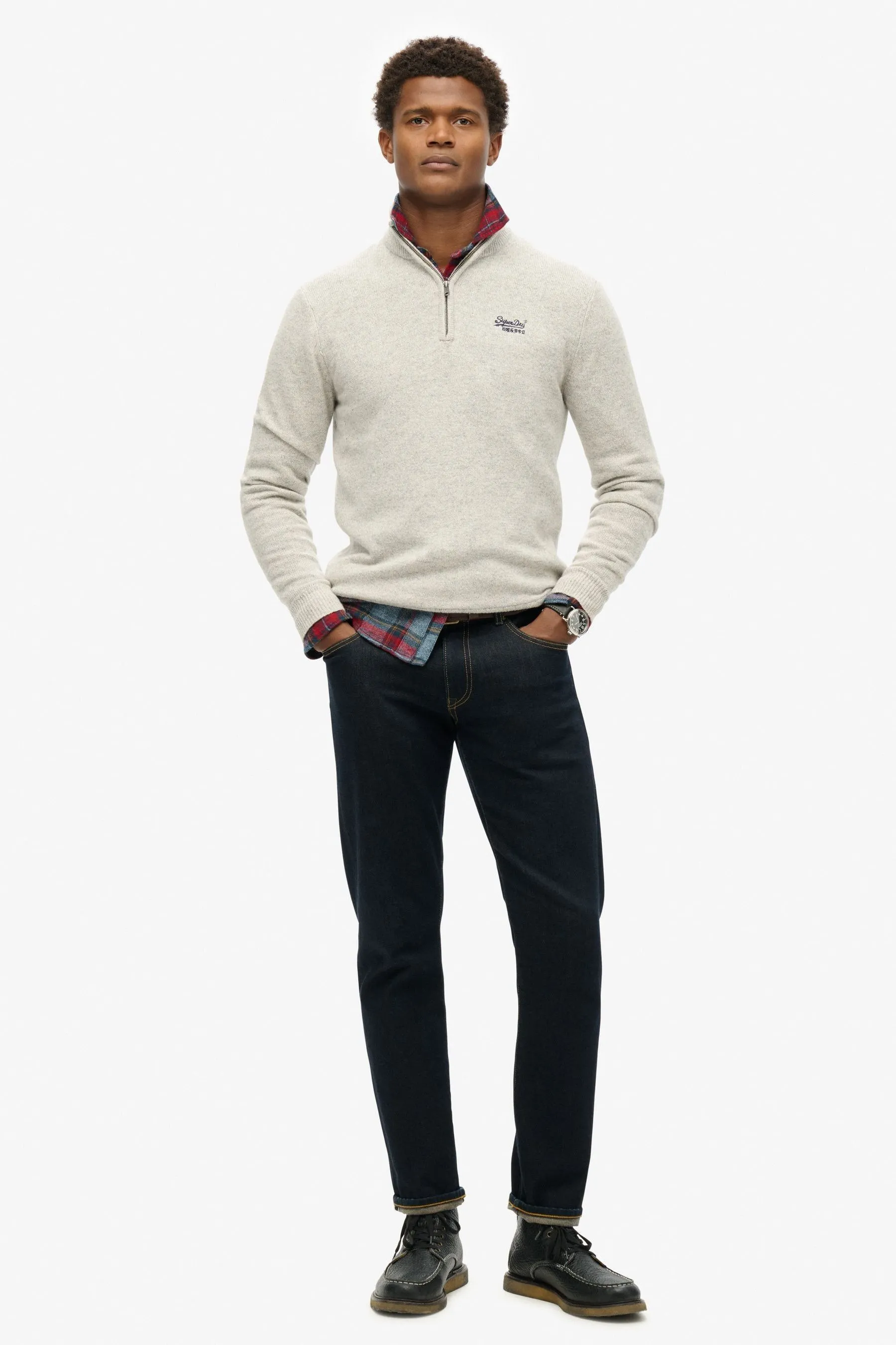 Superdry Essential Embroidered Knit Half Zip Jumper    