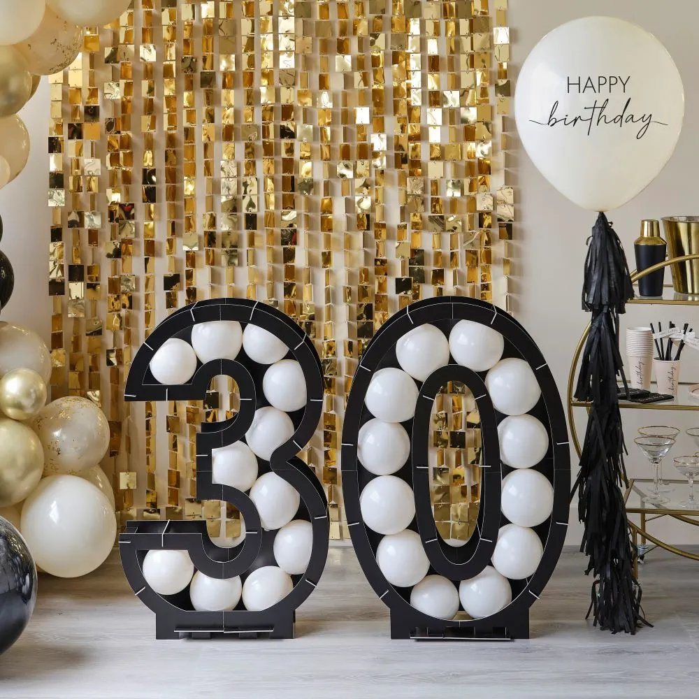 Supporto per palloncini in bianco e nero numero 30