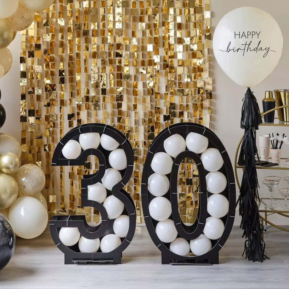 Supporto per palloncini in bianco e nero numero 30