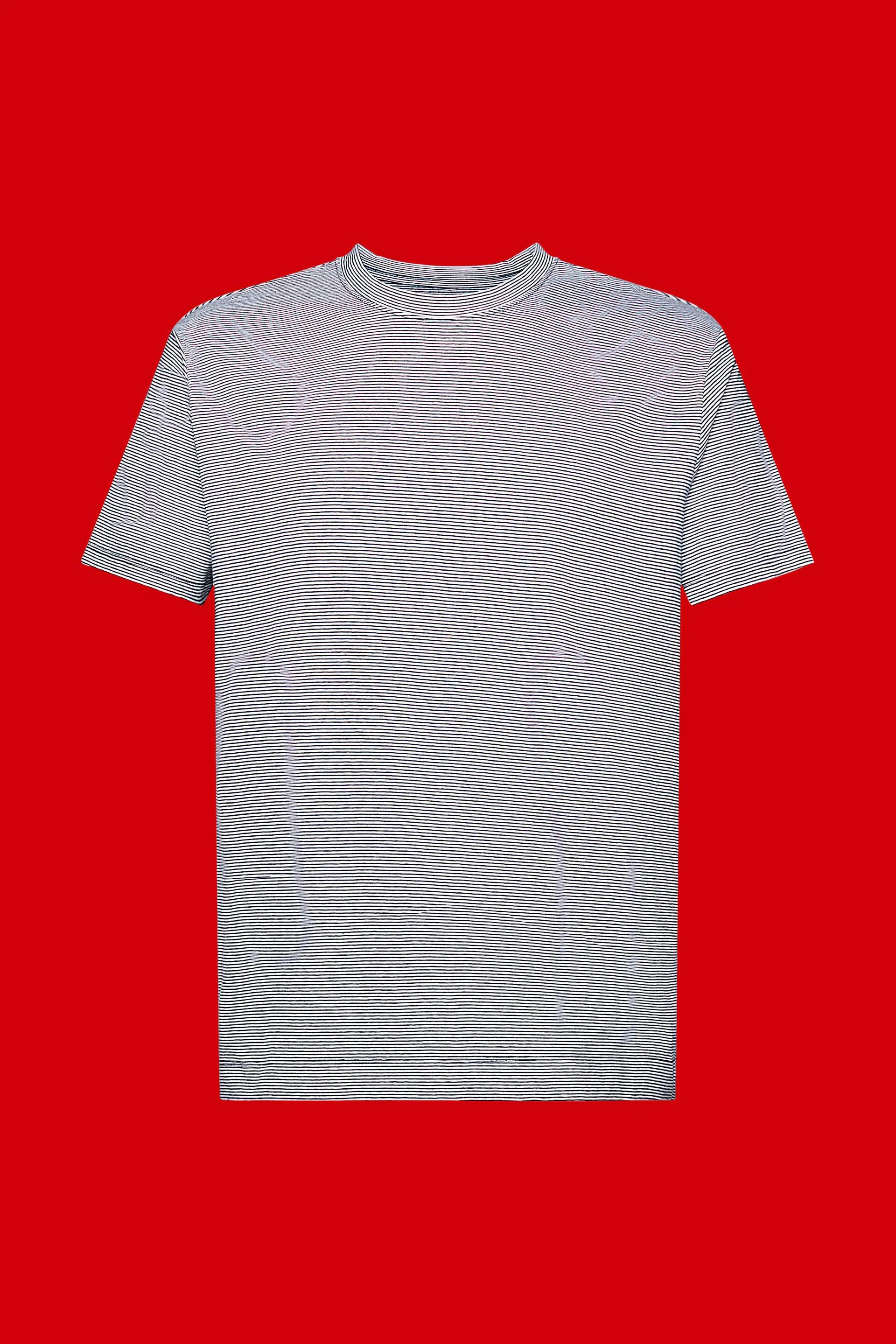 T-shirt in jersey a righe, misto cotone e lino