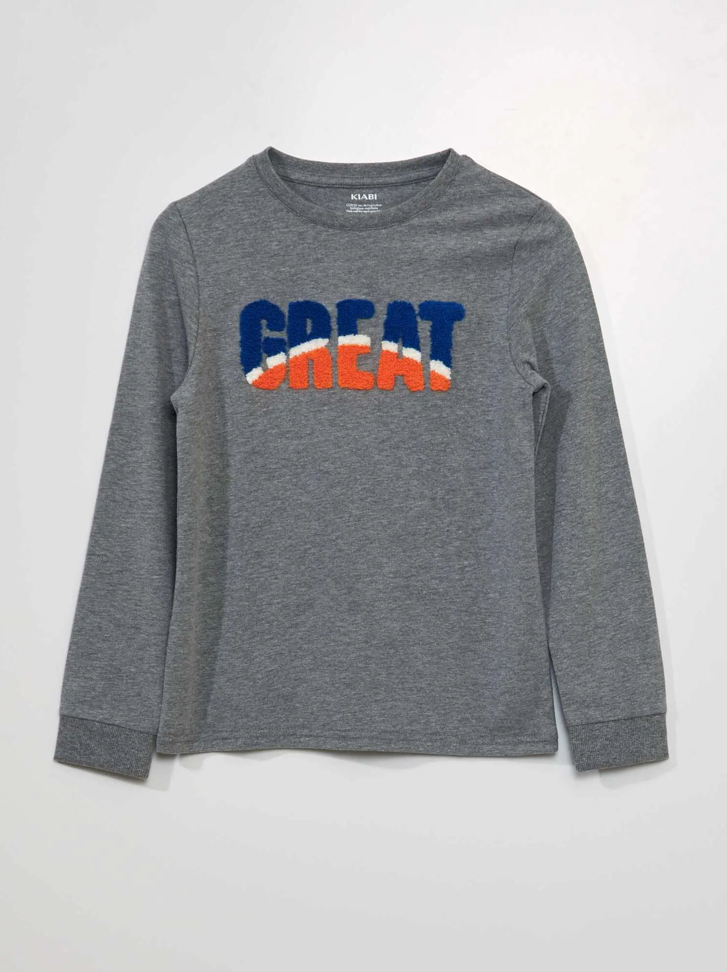 T-shirt maniche lunghe 'Great' - GRIGIO