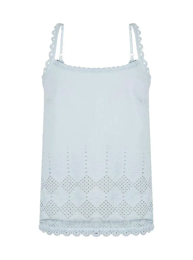 T-Shirt Naf Naf Crochet Blu per Donna