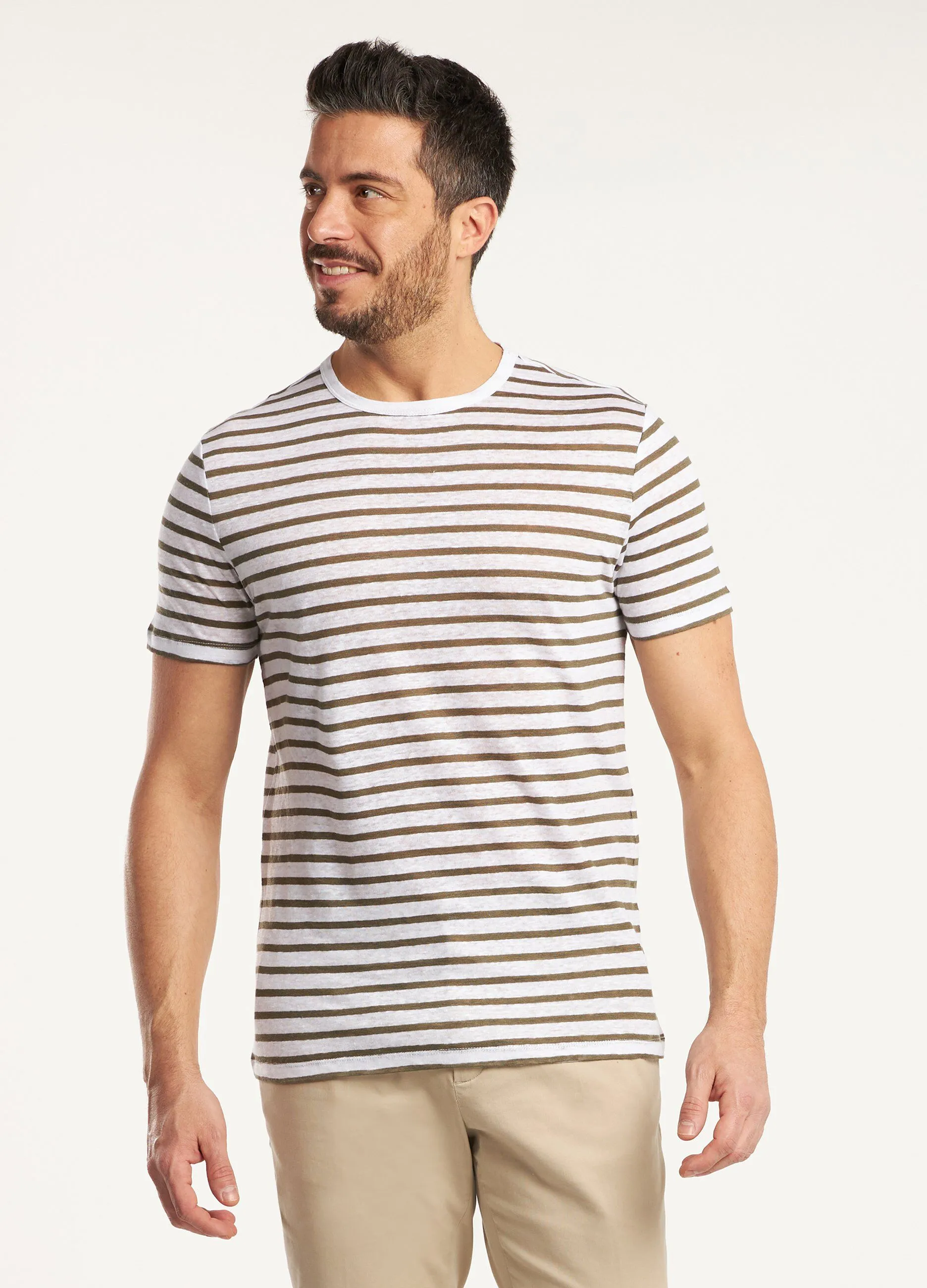 T-shirt Rumford a righe in puro lino uomo
