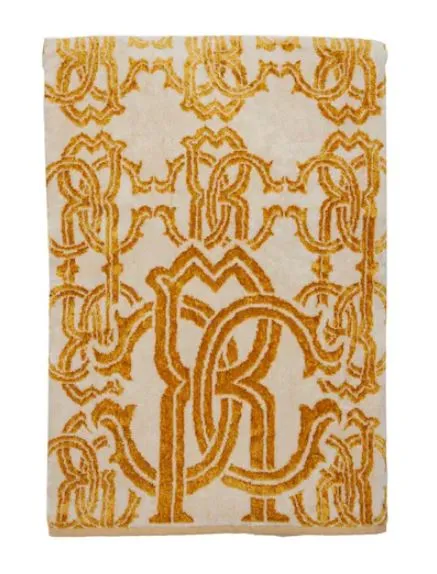 Telo Bagno Roberto Cavalli Logo Gold 100x150 cm Spugna di Cotone