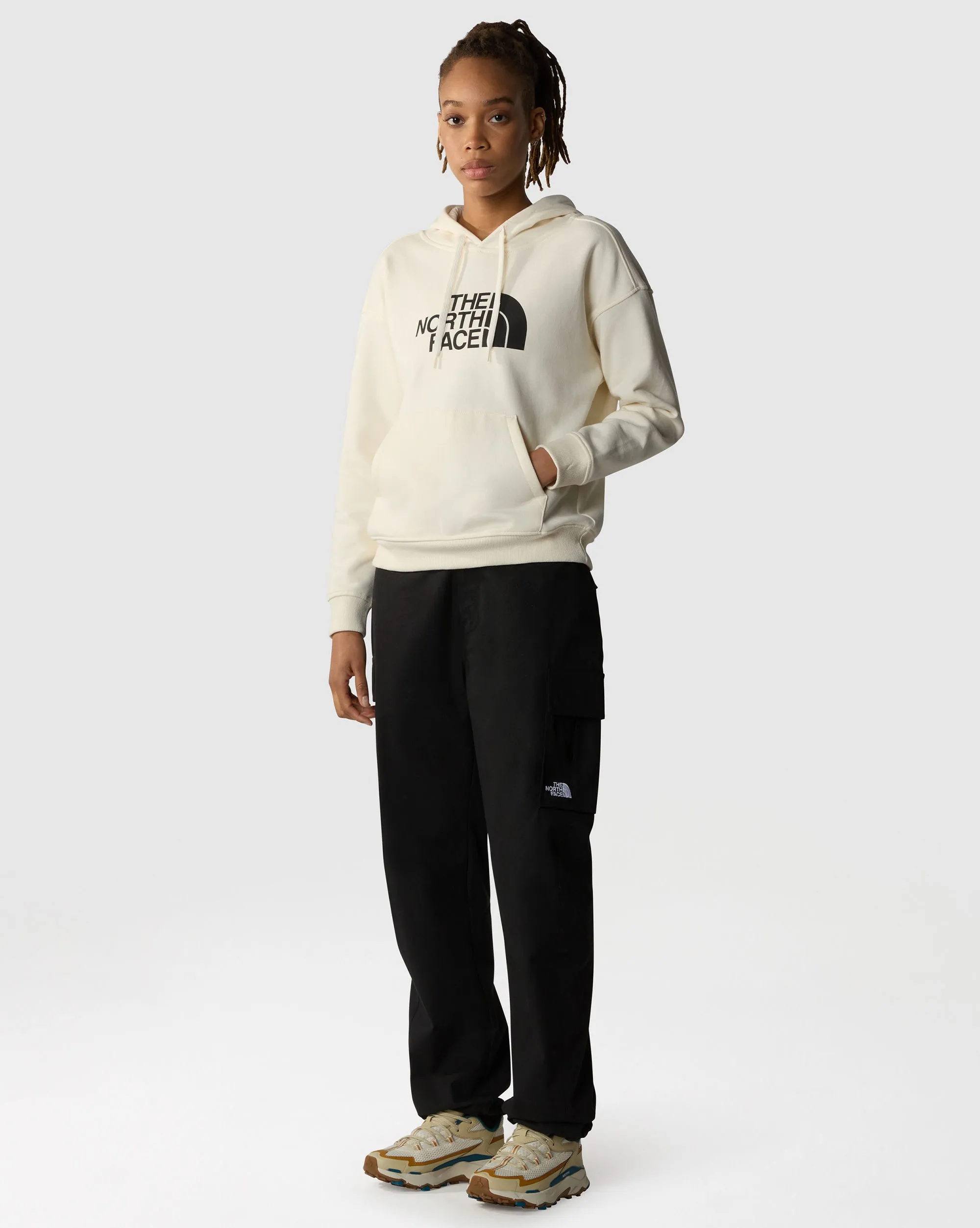 The North Face Felpa Con Cappuccio Drew Peak Big Logo Bianco Donna