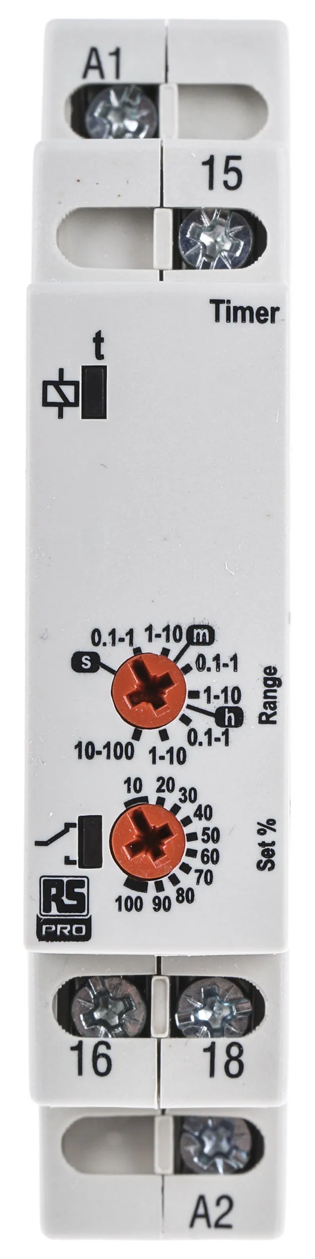 Timer Relay RS PRO, intervallo 0.1 s → 100h, SPDT, Guida DIN