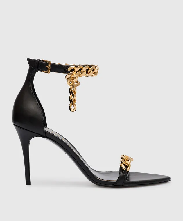 Tom Ford Sandali in pelle nera con catena W3080TLCL002