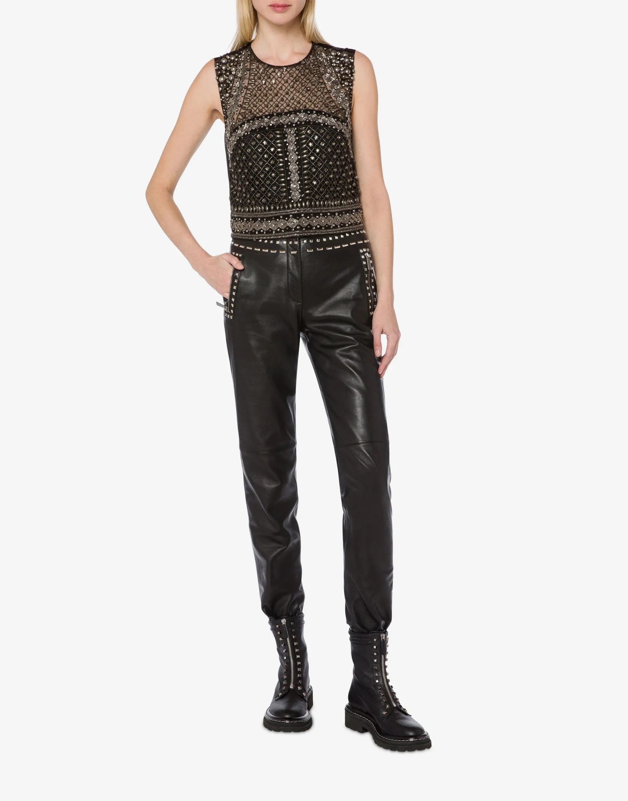 TOP NERO IN TULLE