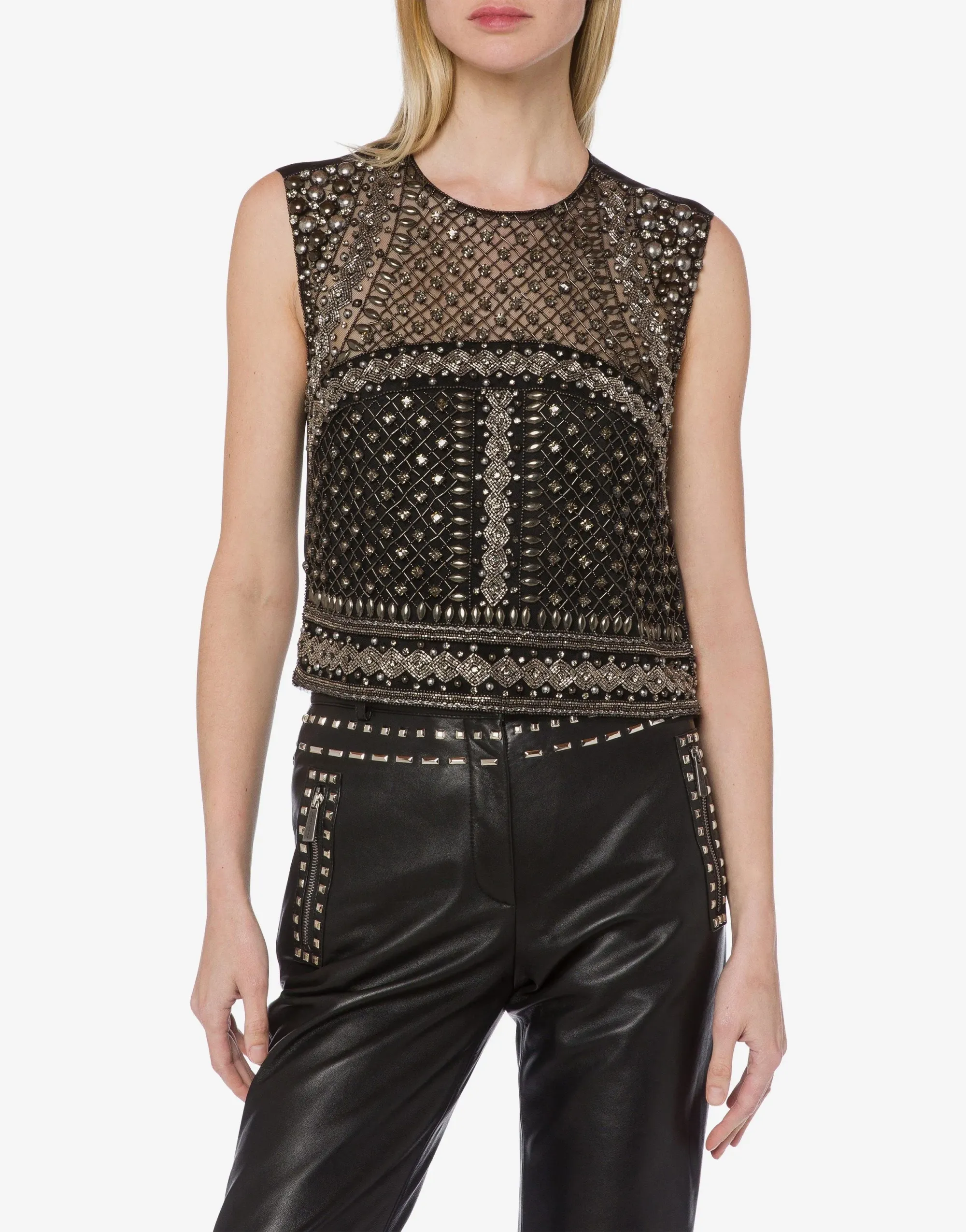 TOP NERO IN TULLE