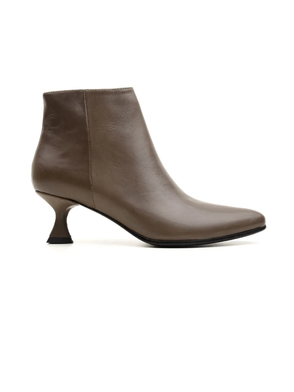 Tronchetto grigio donna in pelle con tacco basso