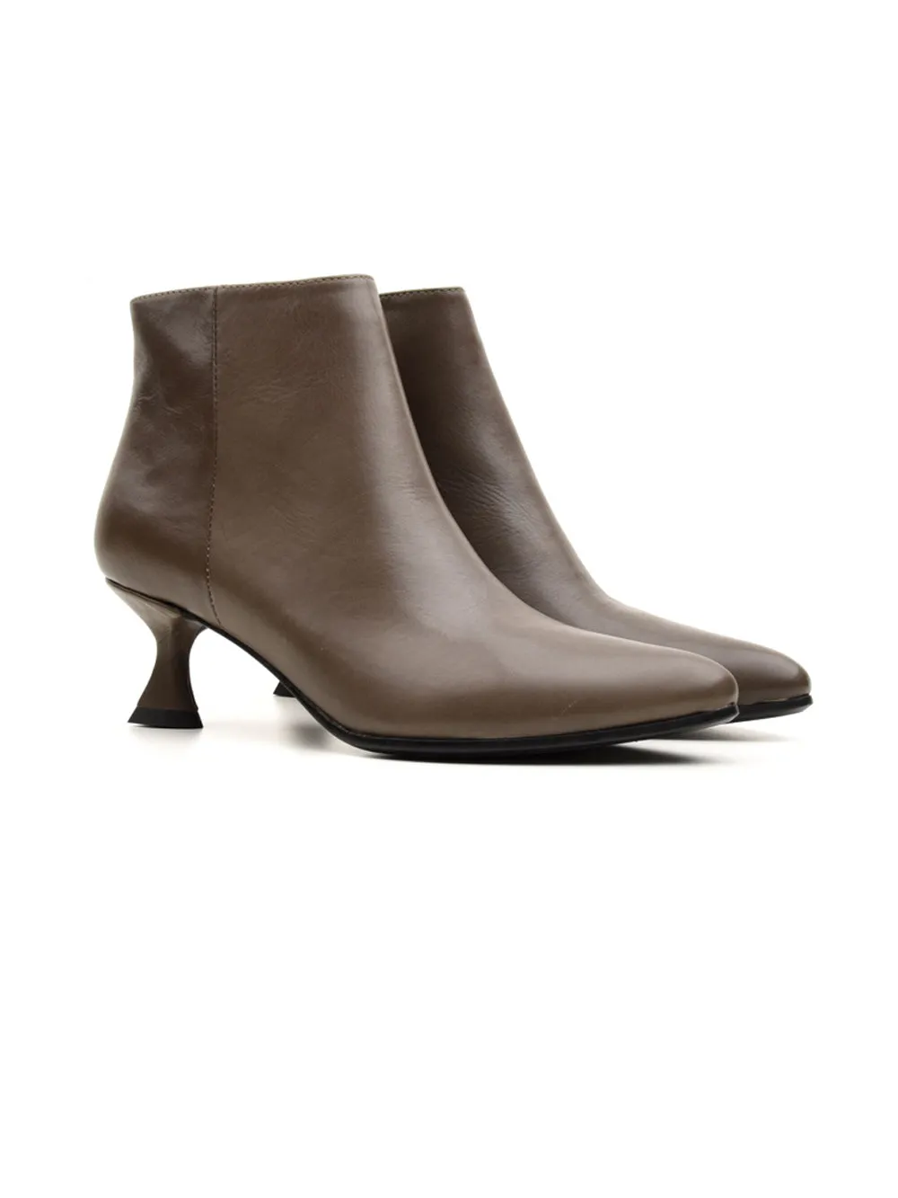 Tronchetto grigio donna in pelle con tacco basso
