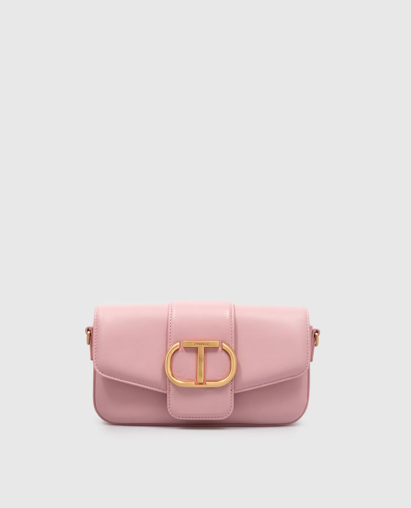 Twinset Borsa baguette Amie in pelle rosa con logo Oval T 242TB7091