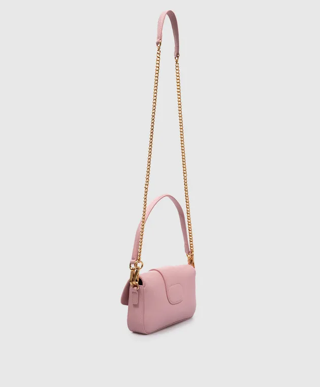 Twinset Borsa baguette Amie in pelle rosa con logo Oval T 242TB7091