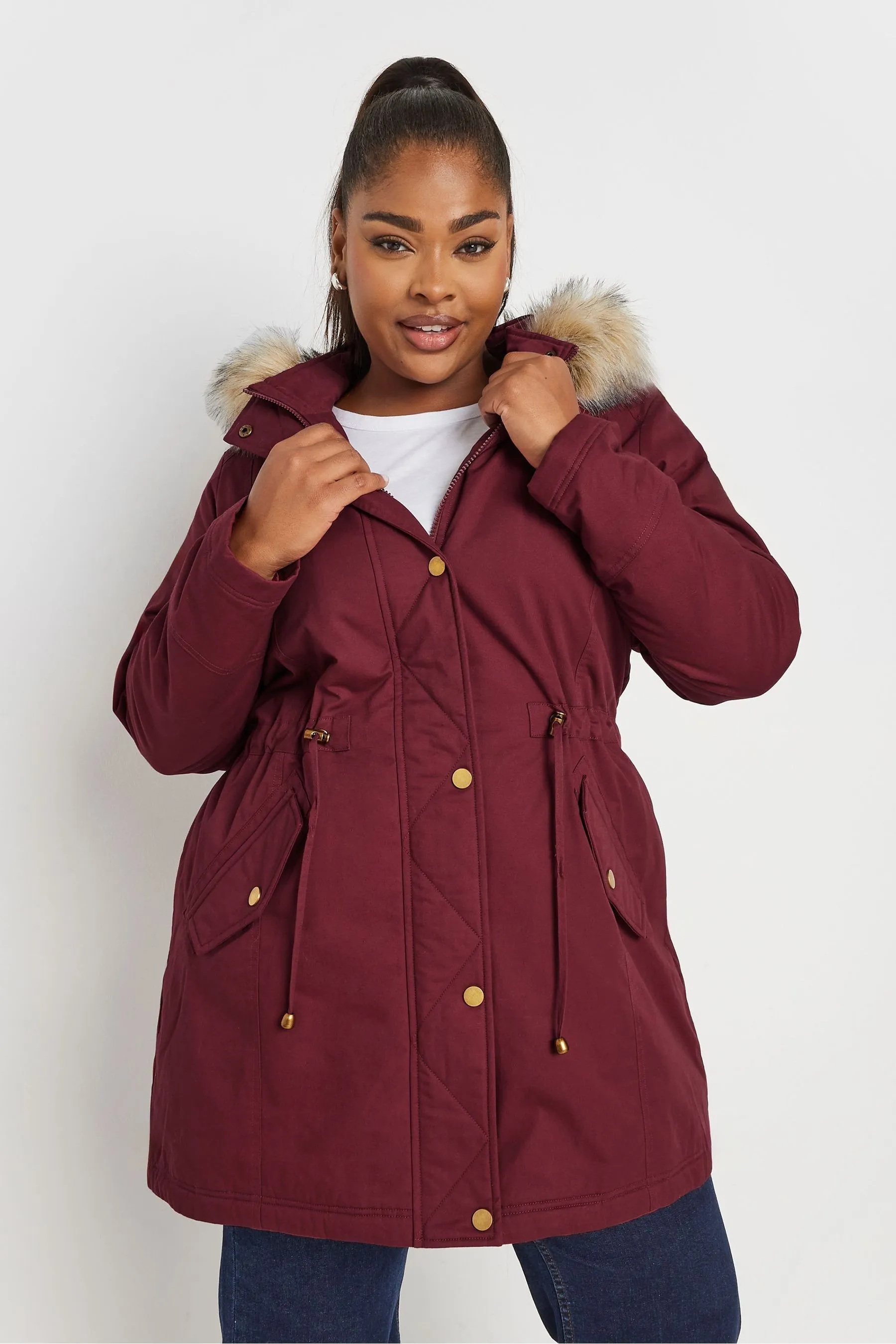 Yours Curve Faux Fur Trim Parka    