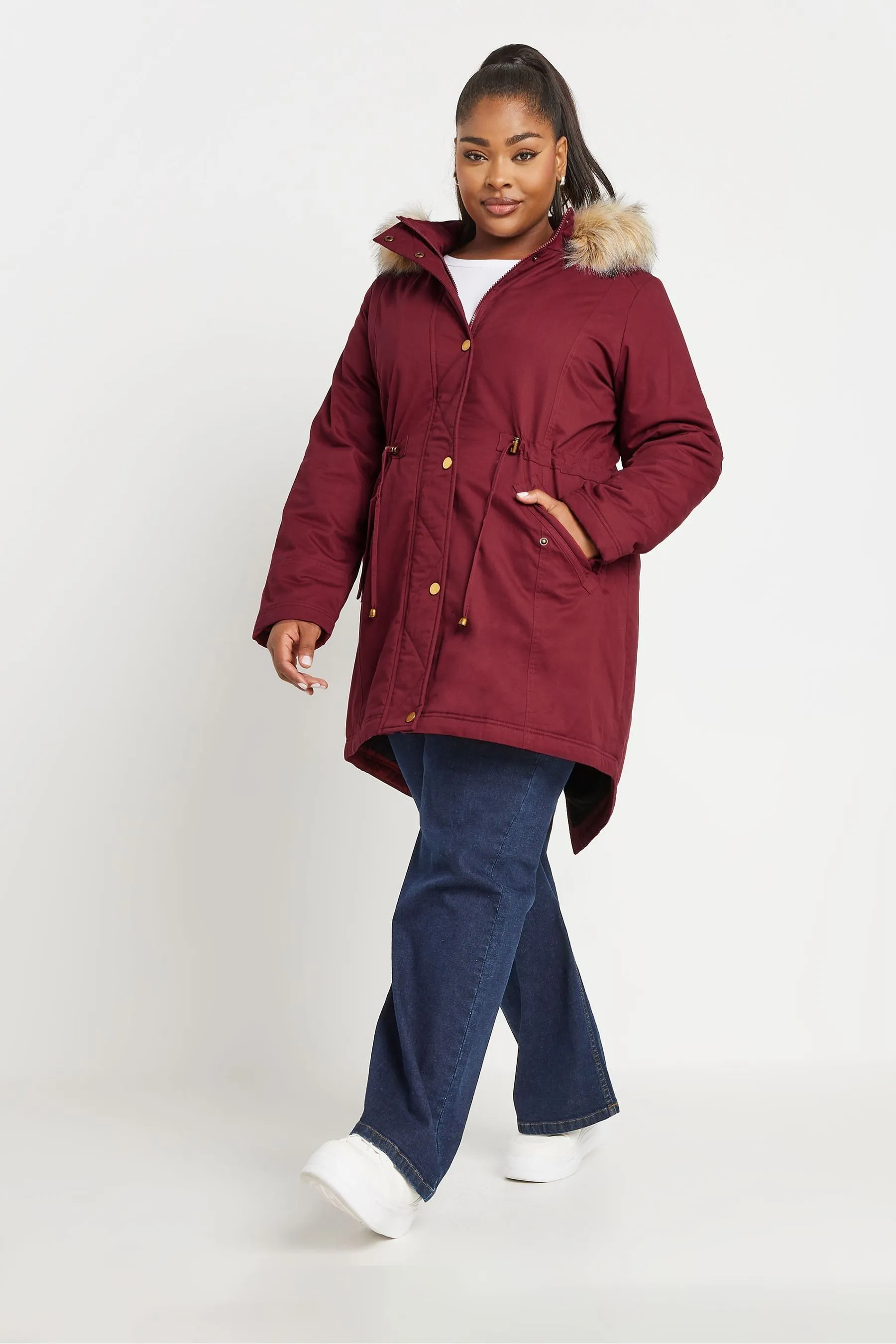 Yours Curve Faux Fur Trim Parka    