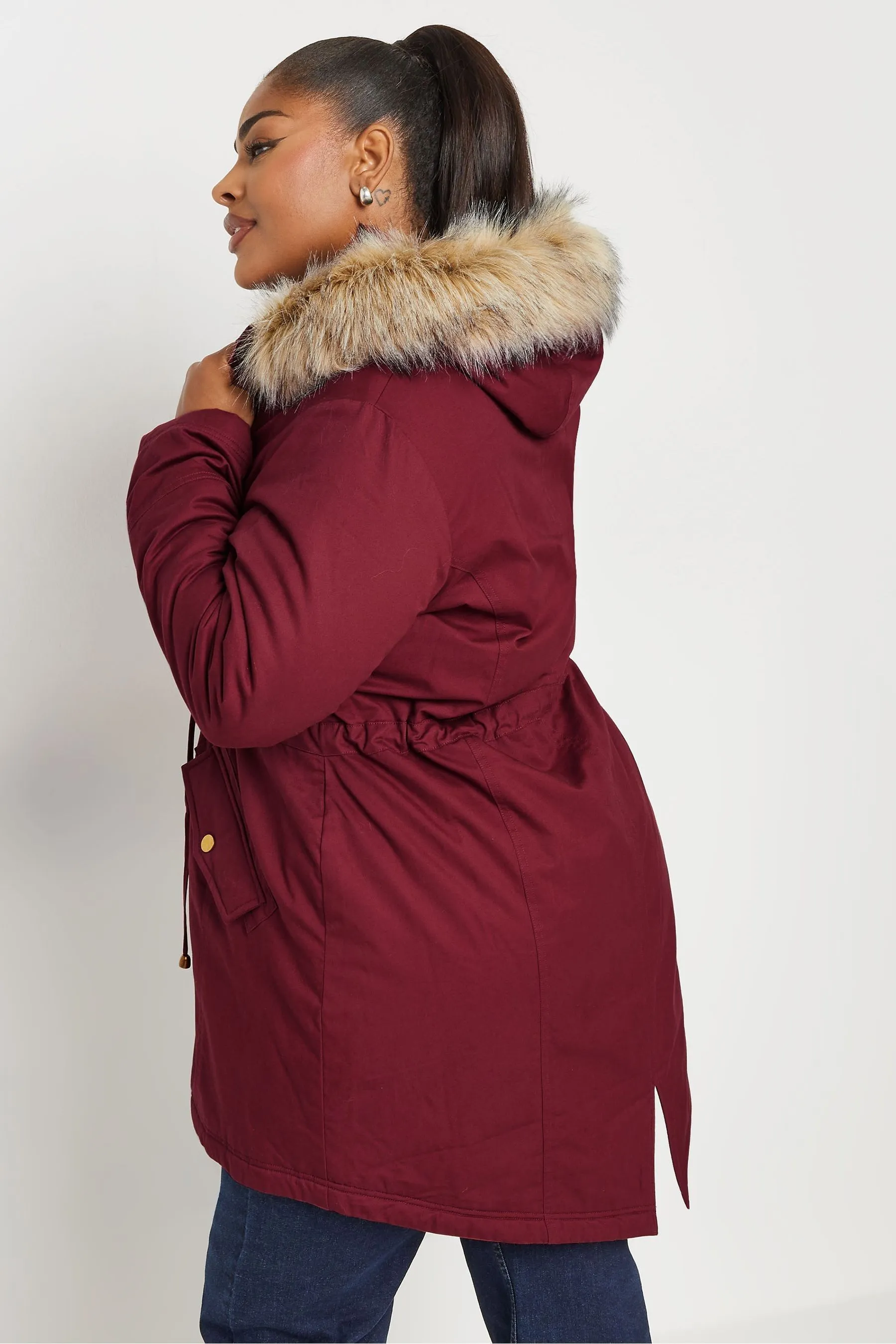 Yours Curve Faux Fur Trim Parka    