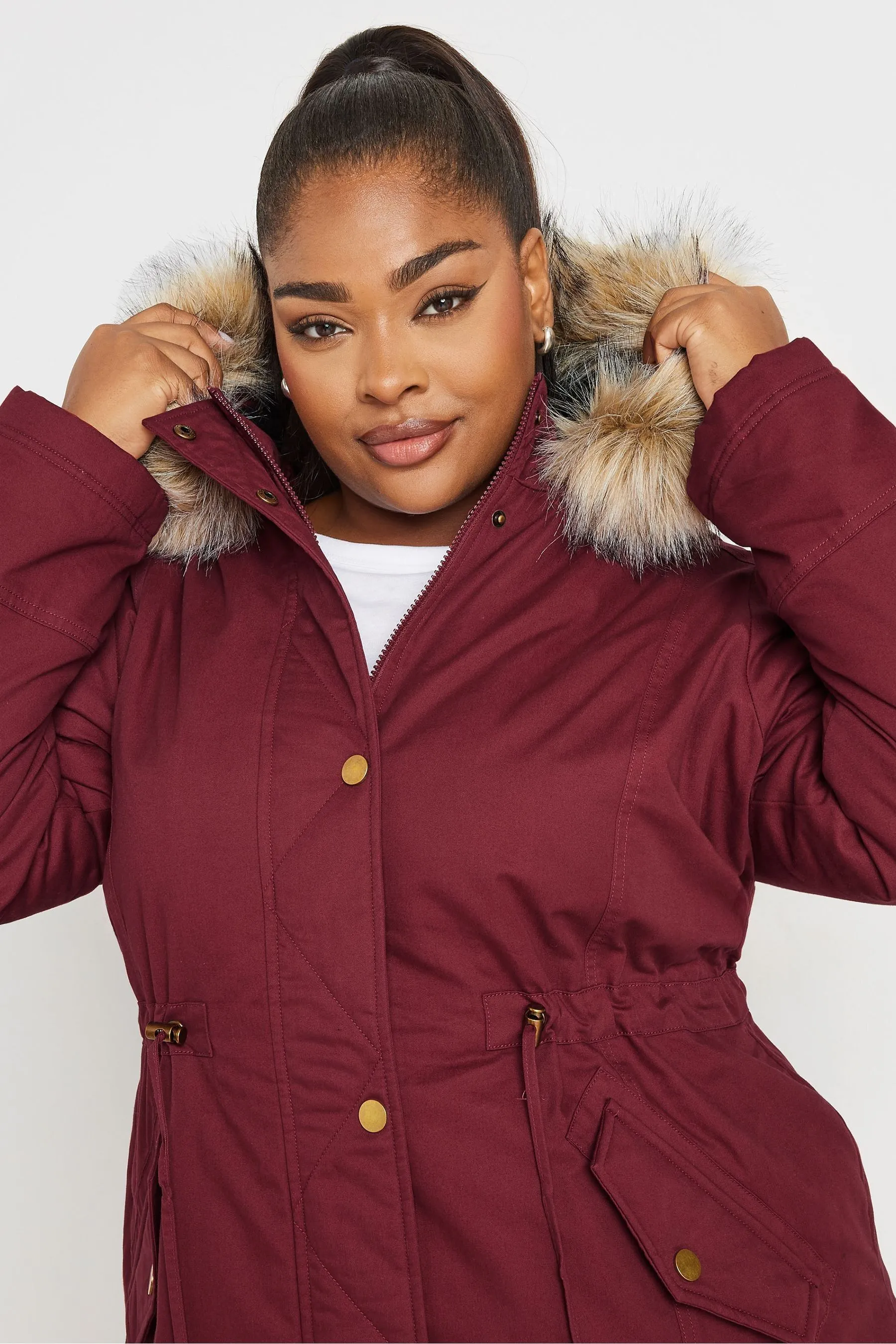 Yours Curve Faux Fur Trim Parka    