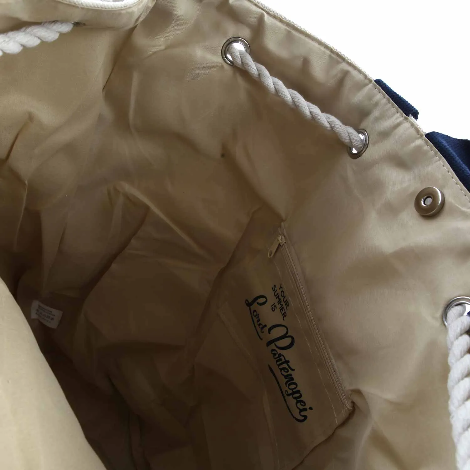 Zainetto Mare Unisex Bianco Panna E Blu Navy